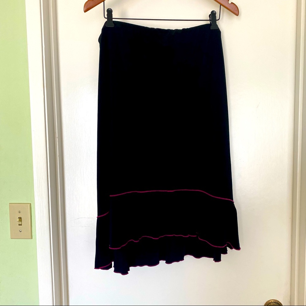 Susan Lawrence black elastic waist uneven hem skirt
